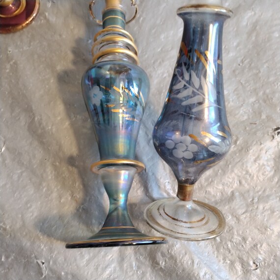 3 Vintage Hand Blown Egyptian Perfume Bottles - image 6