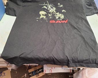 Original SAW Movie Promo T-shirt Adult Size L or XL Black Original SAW Movie Promo T-shirt Adult Size L or XL Black