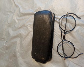 Vintage Black Wire Glasses, Round Glasses with Cases