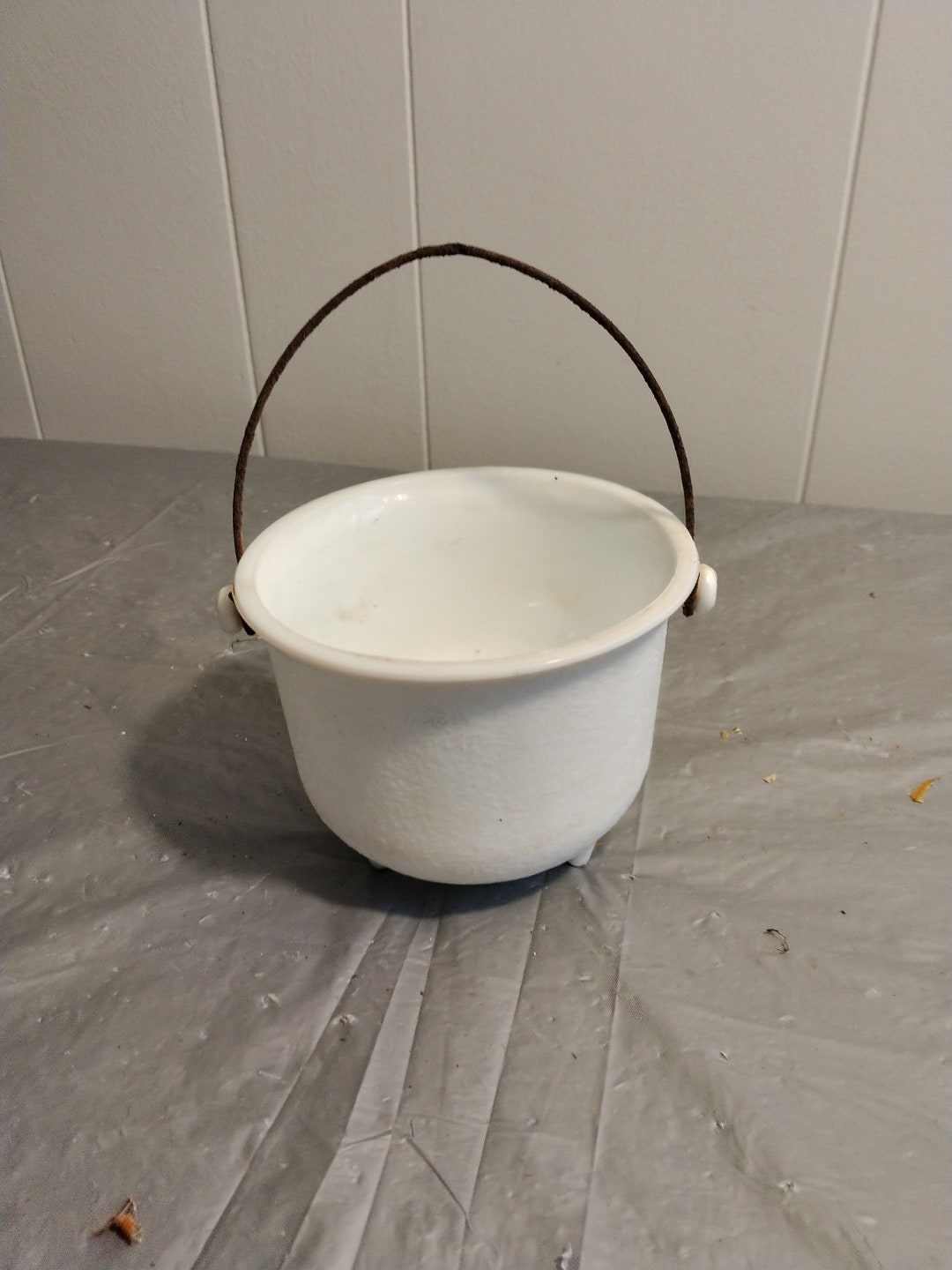 Vintage White Milk Glass Kettle Bowl Etsy