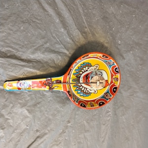 Vintage Tin Noise Maker, US Toy Mfg Tin Clown Noise Maker