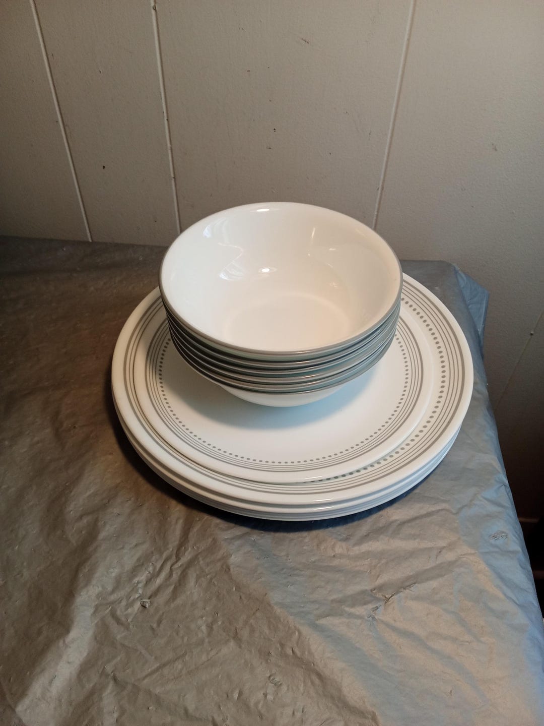 13pc Corelle Mystic Gray Plates & Bowls, Dinner Plates, Bowls, Corelle ...