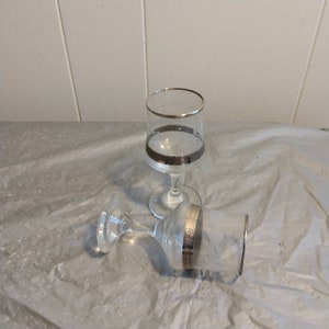 2 Stemmed Vintage Shot Glasses Cordial Glasses