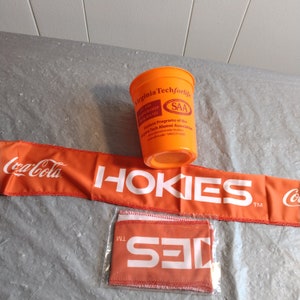 3pc Virginia Tech Tie Headbands and Plastic Hokie Cup