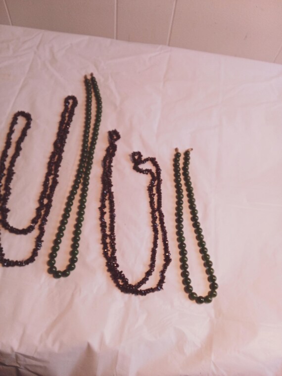 4pc Green Stone, Ruby Red / Cranberry Color Stone… - image 2