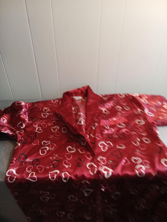 Gabrielle Intimates Red Heart Button Front Womens… - image 1