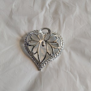 Silver Tone Angel Heart Brooch