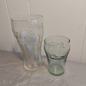 2 Vintage Coca Cola Glasses, Aqua Coke Glass Tumbler