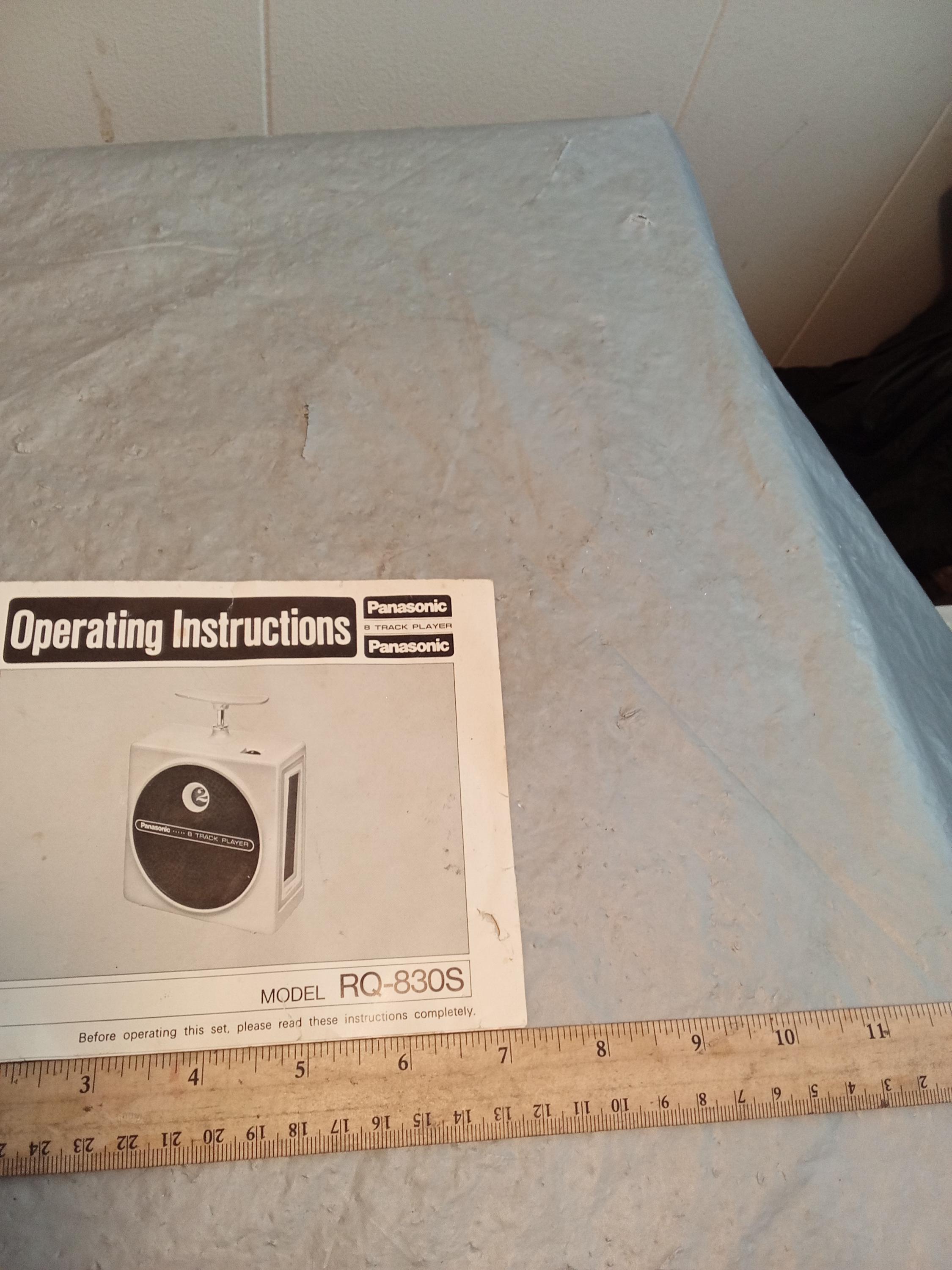 Vintage Panasonic 8 Track Player Manual Model RQ 830S - Etsy