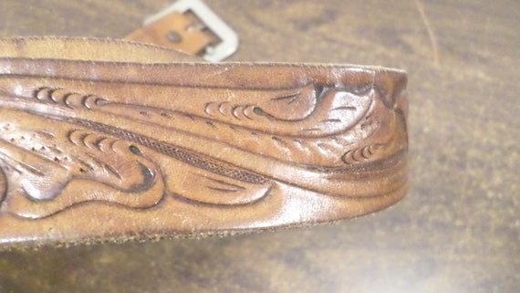 Vintage Bill Dunn '76 Embossed Leather Belt, 27 1… - image 6