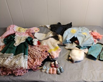 Lot Assorted Vintage Doll Clothes & Shoes