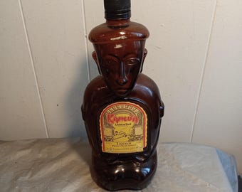 Kahlua Heritage Edition Glass Bottle (empty) Vintage 1990s Tiki