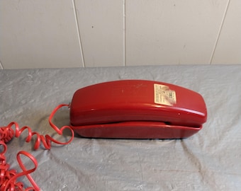 Vintage Red Landline Unisonic Push Button Phone, Read Description