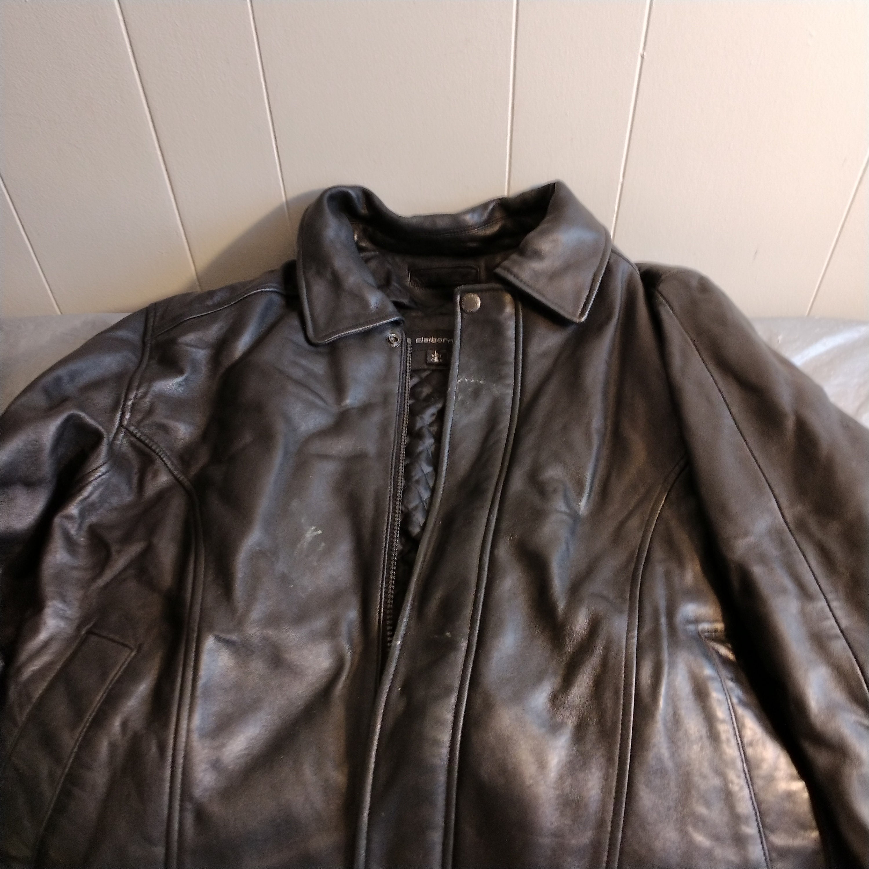 Vintage Liz Claiborne Mens Lambskin Bomber Jacket L Black Vintage Liz Claiborne Mens Lambskin Bomber Jacket L Black