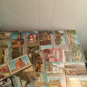 60pc 1900-1950s Assorted Lot Vintage Color Postcards, Atlantic City, Boy Scout Camp, Hotels