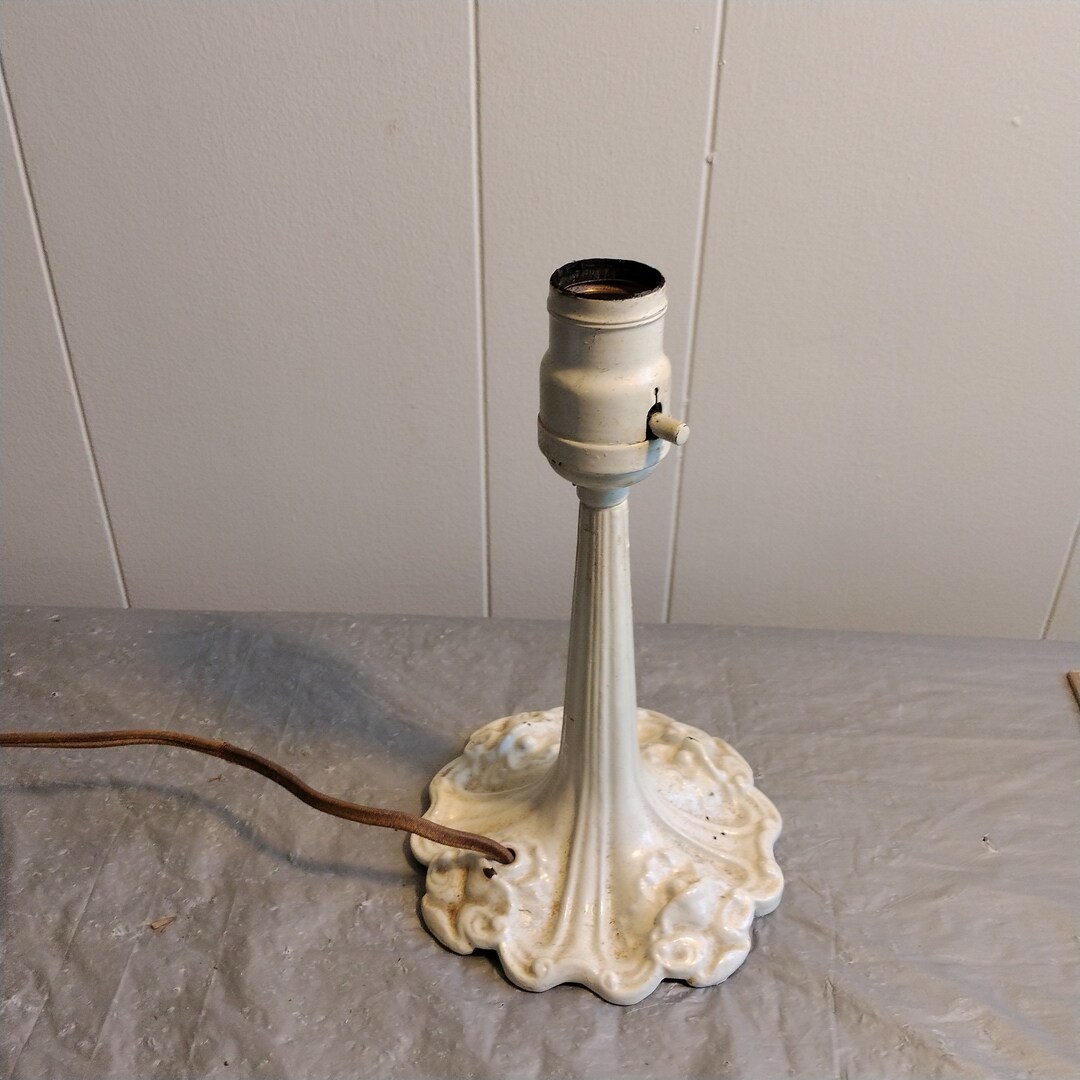 Antique Cast Iron Lamp Base Floral Lamp Table Lamp Etsy