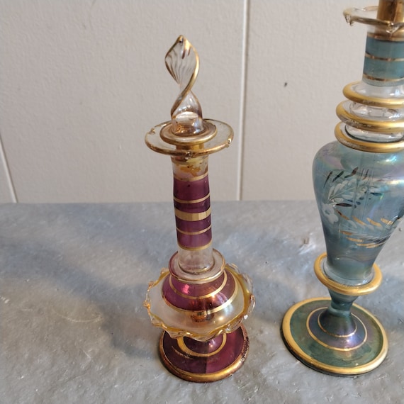 3 Vintage Hand Blown Egyptian Perfume Bottles - image 2