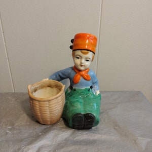 Vintage Dutch Girl Boy Planter Figurine