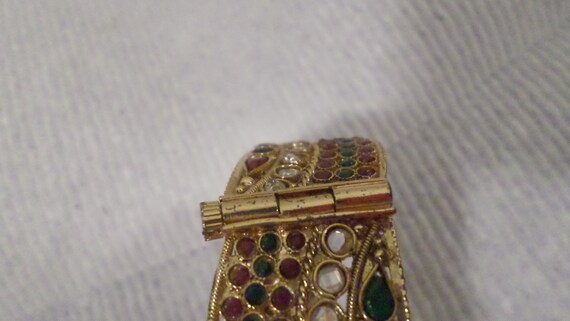 Faux Ruby Diamond Emerald Bangle Bracelet - image 5