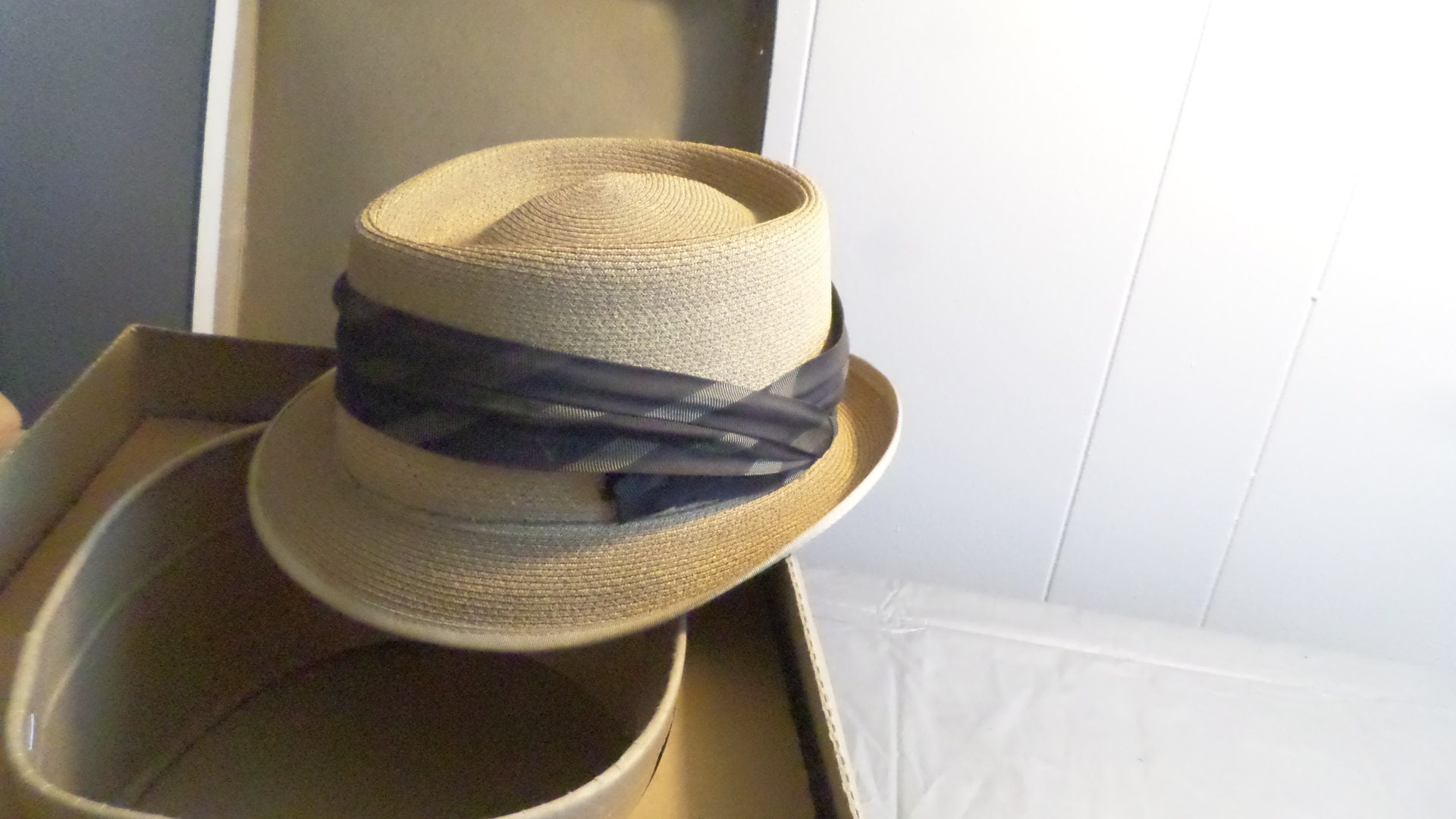 Vintage Champs Straw Fedora Hat, Men's Hat With Box