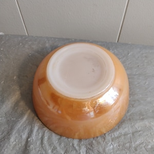 Vintage White Milk Glass Orange Luster Bowl