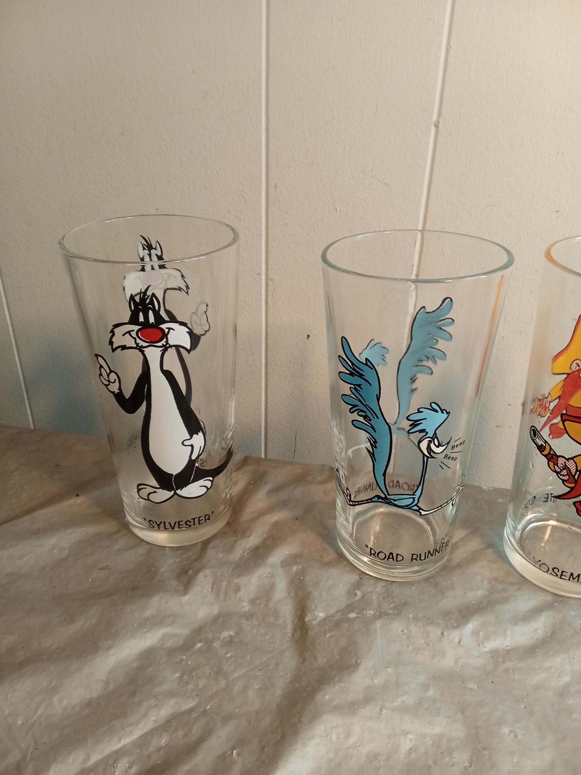Set of 13 1970s Pepsi Looney Tunes Glasses, Bugs Bunny Road Runner