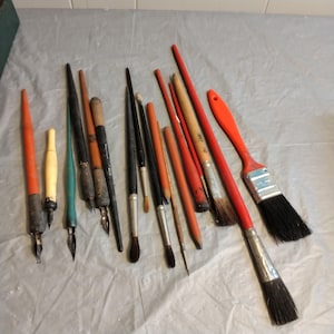 Lote de canetas tinteiro de caligrafia vintage, pincéis artísticos, veja e leia a descrição