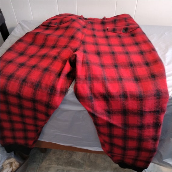 Vintage Red Plaid Insulated Wool Pants, Woolruch … - image 7