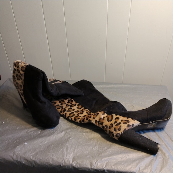 Stivali leopardati alti best sale