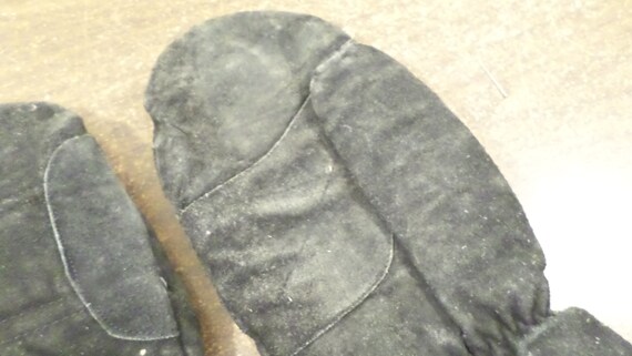 Vintage Aris Softan Leather Men's Mittens, Black … - image 2