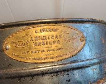 Antique S Bowers American Broiler, Antique Iron Broiling Pan,  Look and Read Description