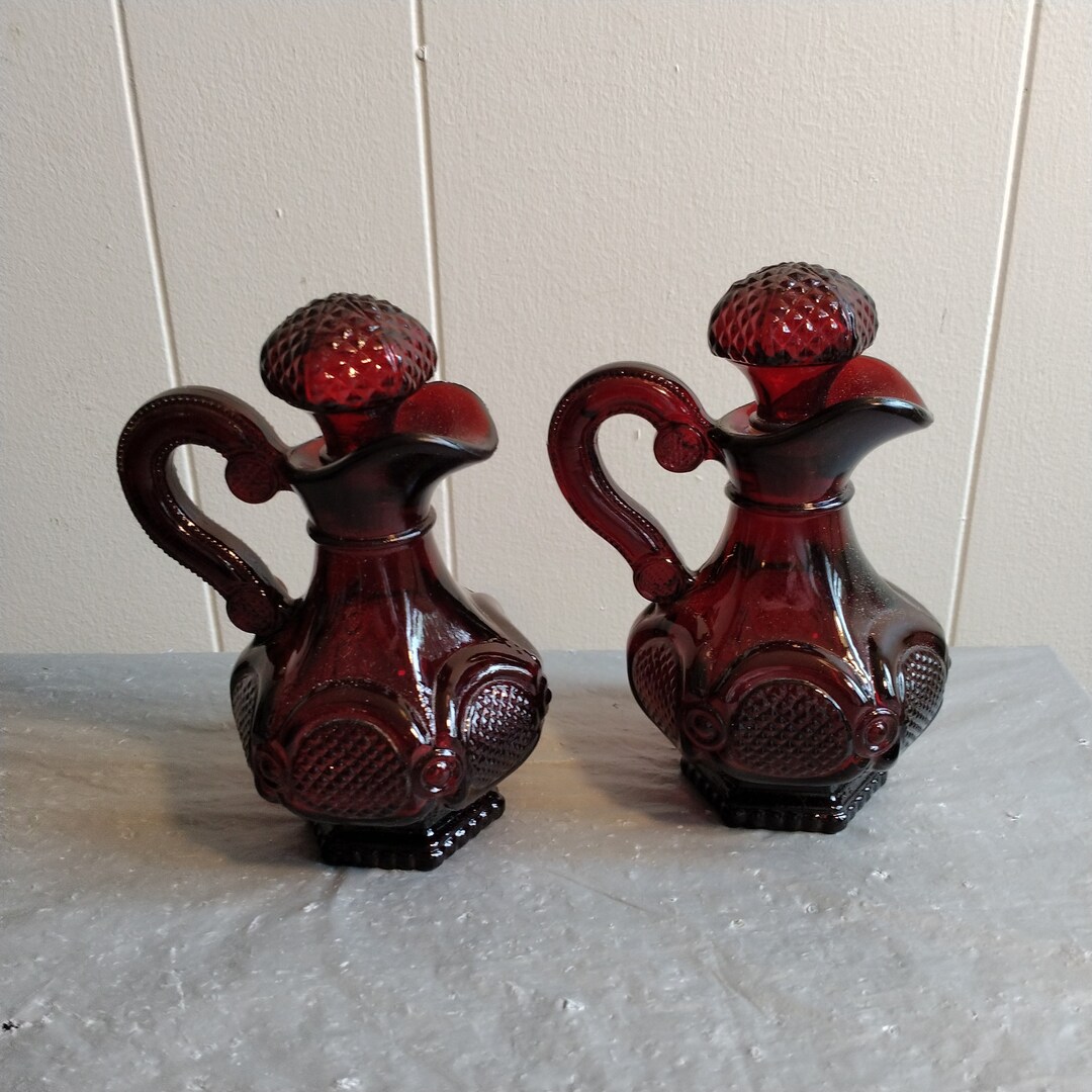 Vintage Avon Ruby Red Cruet Set Oil & Vinegar Cruets Etsy