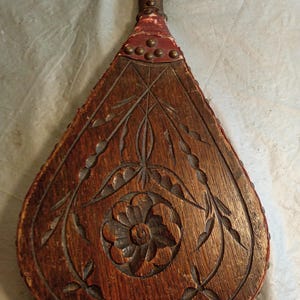 Antique Wood Carved Fireplace Bellows