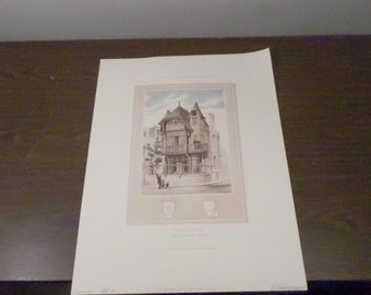 1990 Hotel Prive' Print, Habitations Particulieres Par M.P Planat Print, Architectural Print, 21 x 16"