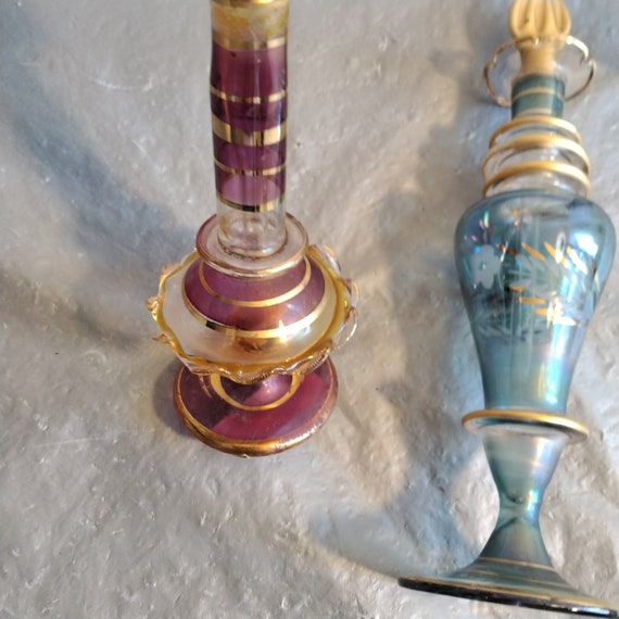 3 Vintage Hand Blown Egyptian Perfume Bottles - image 7