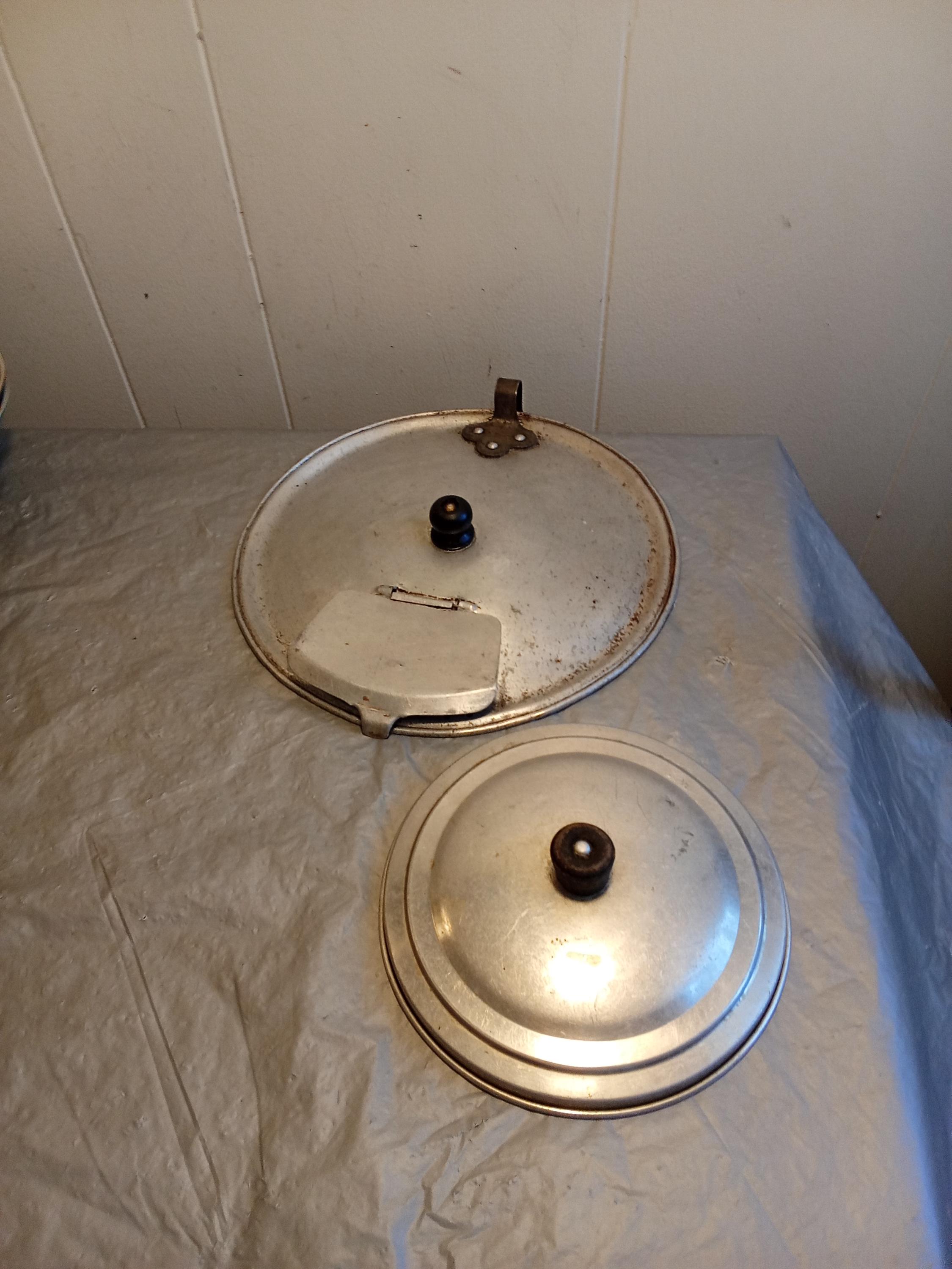 2 tapas de olla de aluminio vintage, tapa de olla de sopa ventilada, leer descripción