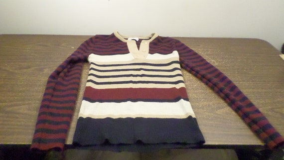 Vintage Hand Loomed Pullover Sweater, Striped Swe… - image 2