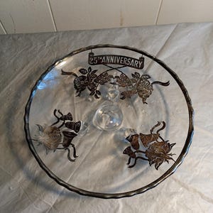 3 Legged Silver Overlay 25th Anniversary Plate