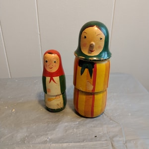 Vintage Wood Hand Painted Russian Nesting Dolls