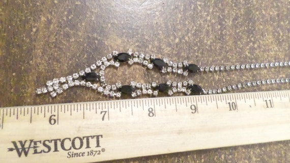 Vintage Clear & Black Rhinestone Necklace and Ear… - image 4