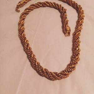 Vintage Gold Tone Chunky Twisted Necklace 23 1/2&quot;