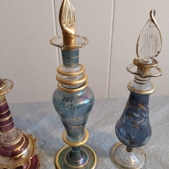 3 Vintage Hand Blown Egyptian Perfume Bottles - image 3