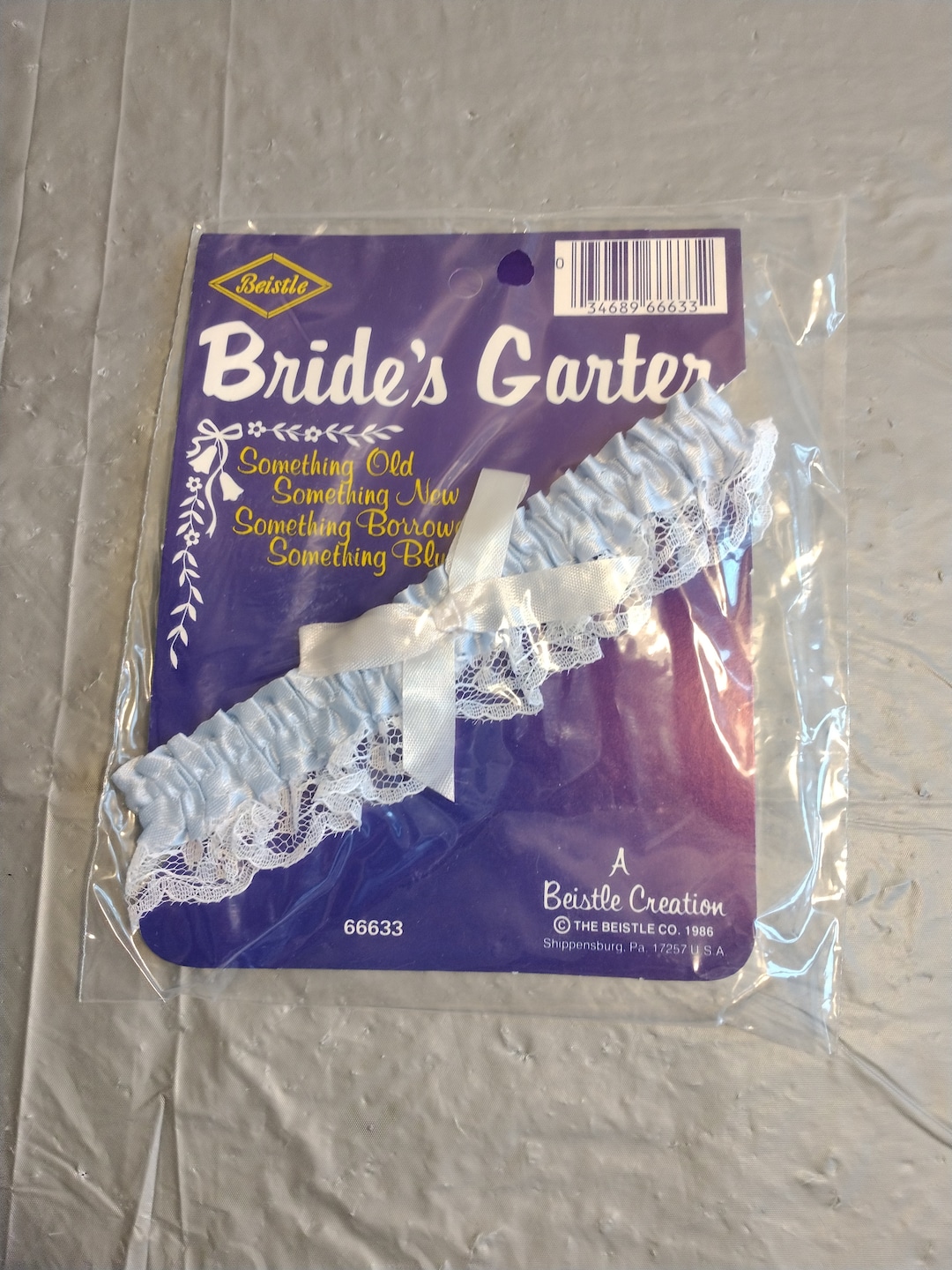 NOS 1980s Blue Garter Belt, Beistle Bride's Garter Belt, Something Blue