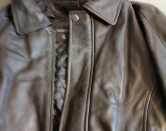 Vintage Liz Claiborne Mens Lambskin Bomber Jacket L Black Vintage Liz Claiborne Mens Lambskin Bomber Jacket L Black