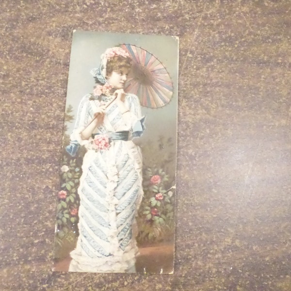 Vintage Advertising Card, Victorian Woman with Parasol, Tarr's Indelible Ink