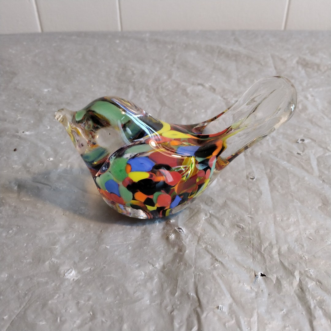 Vintage Glass Bird Paperweight - Etsy