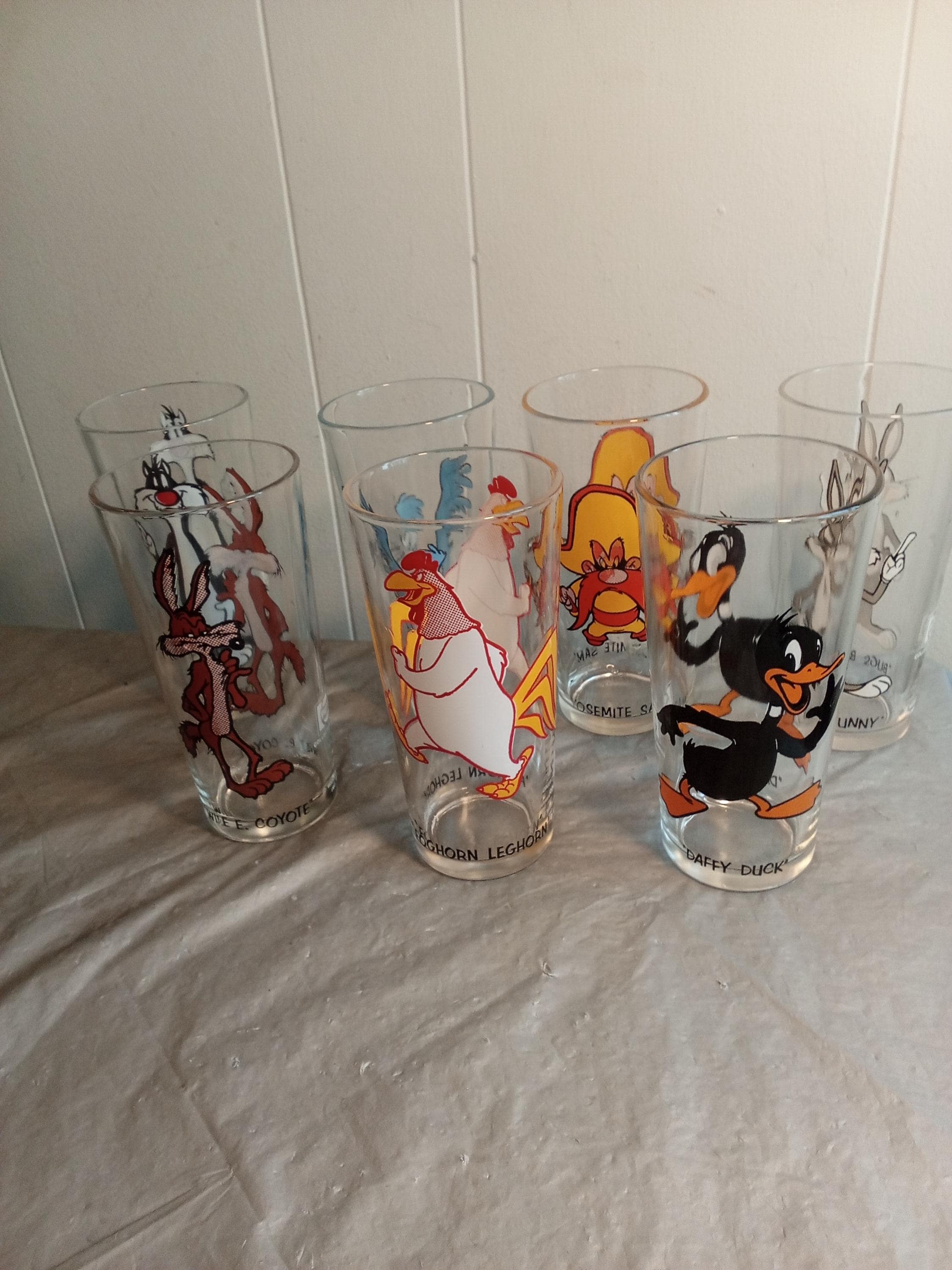 Set of 13 1970s Pepsi Looney Tunes Glasses, Bugs Bunny Road Runner