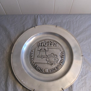 1776-1976 Wilton Bicentennial Pewter Plate, Decorative Plate