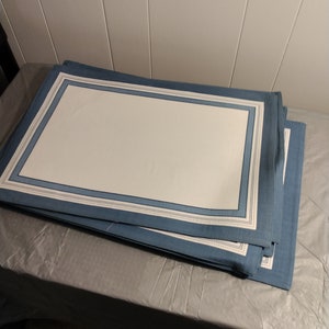 Set von 4 Tischsets Nos Blau & Weiß 13x19&quot;, Stellar Blue Made India
