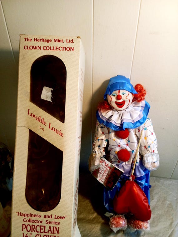 1989 Heritage Mint Loveable Louie Porcelain Clown Doll 16
